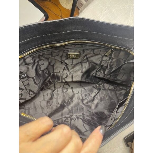 B921 - Preloved Furla Ginerva Large Black Leather Satchel – Pristine Classic Off - Picture 3 of 4